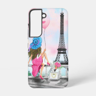 Vrouw in Parijs Eiffeltoren Samsung Galaxy Hoesje