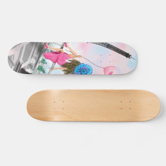 Vrouw in Parijs Eiffeltoren Skateboard (Horizontaal)