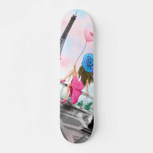 Vrouw in Parijs Eiffeltoren Skateboard (Voorkant)
