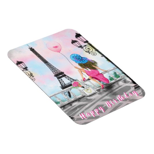 Vrouw in Parijs Gelukkige Verjaardag Magneet Eiffe (Rechterzijde)