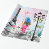 Vrouw in Parijs inpakpapier met Eiffeltoren (Uitgerold)
