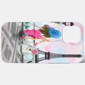 Vrouw in Parijs iPhone Case Eiffeltoren (Achterkant (horizontaal))