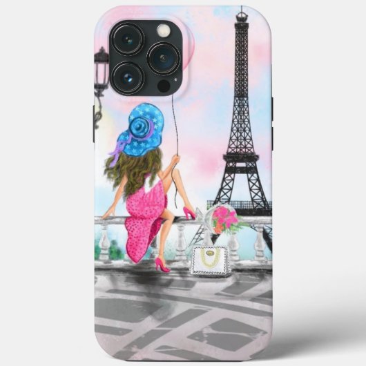 Vrouw in Parijs iPhone Case Eiffeltoren (Achterkant)