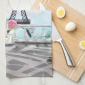 Vrouw in Parijs Keuken Handdoek met Eiffeltoren (Quarter Fold)