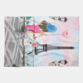 Vrouw in Parijs Keuken Handdoek met Eiffeltoren (Horizontaal)