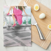 Vrouw in Parijs keukenhanddoek Eiffeltoren (Quarter Fold)