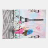 Vrouw in Parijs keukenhanddoek Eiffeltoren (Horizontaal)