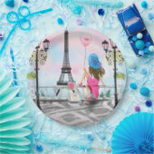 Vrouw in Parijs papieren Borden - Eiffeltoren Bordje (Feest)