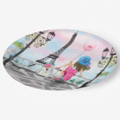 Vrouw in Parijs papieren Borden - Eiffeltoren Bordje (Gekanteld)