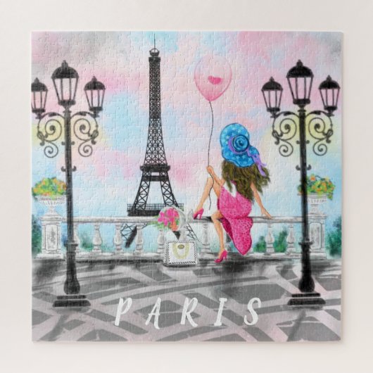Vrouw In Parijs Puzzel Gift Met Eiffeltoren (Verticaal)