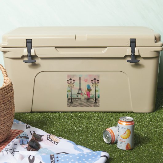 Vrouw in Parijs Sticker Eiffeltoren (Koeler)