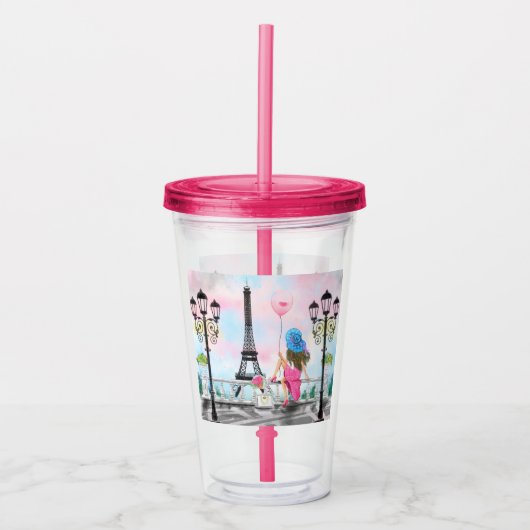 Vrouw in Parijse olifantentoren Acryl Drinkbeker (Voorkant)