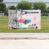 Vrouw in Paris Eiffeltoren Banner (Insitu)