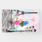 Vrouw in Paris Eiffeltoren Banner (Horizontaal)