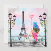 Vrouw in Paris Eiffeltoren Happy Birthday Card Kaart (Achterkant)