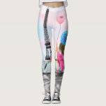 Vrouw in Paris Eiffeltoren Leggings<br><div class="desc">Leggings met vrouw met roze hartballon - I Love Paris - Eiffeltoren - Romantische tekening - Kies / voeg uw unieke tekst / lettertype / kleur - Maak uw speciale cadeau - Formaat wijzigen en verplaatsen of verwijderen en toevoegen elementen - Afbeelding / tekst met aanpassingstool! - Tekenen en ontwerpen...</div>