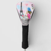 Vrouw in Paris Golf Head Hoesje met Eiffeltoren Golfheadcover (Voorkant)