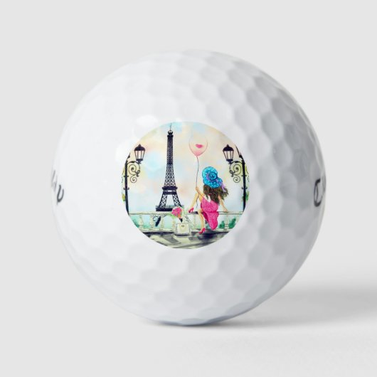 Vrouw in Partis Golf Ballen Eiffeltoren Gift (Voorkant)