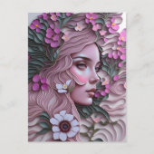 Vrouw in pastelbloemen, postkruising briefkaart (Voorkant)