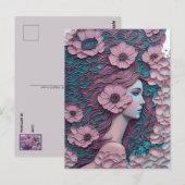 Vrouw in pastelbloemen, postkruising briefkaart (Voorkant / Achterkant)