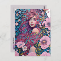 Vrouw in pastelbloemen, postkruising