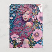 Vrouw in pastelbloemen, postkruising briefkaart (Voorkant)