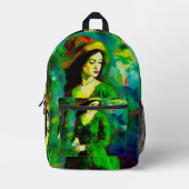 Vrouw in Pet Bedrukte Rugzak (Voorkant)