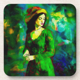 Vrouw in Pet Bier Onderzetter