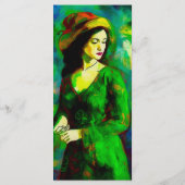 Vrouw in Pet Bladwijzer Menu (Achterkant)