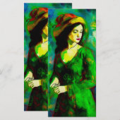 Vrouw in Pet Bladwijzer Menu (Voorkant / Achterkant)