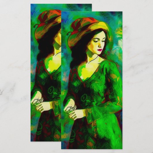 Vrouw in Pet Bladwijzer Menu (Voorkant / Achterkant)