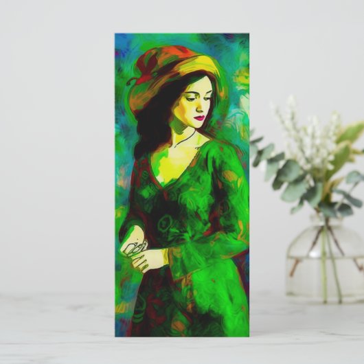 Vrouw in Pet Bladwijzer Menu (Staand voorkant)