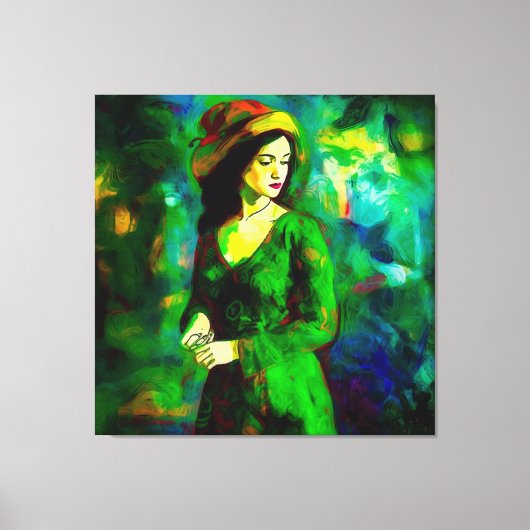 Vrouw in Pet Canvas Afdruk (Voorkant)