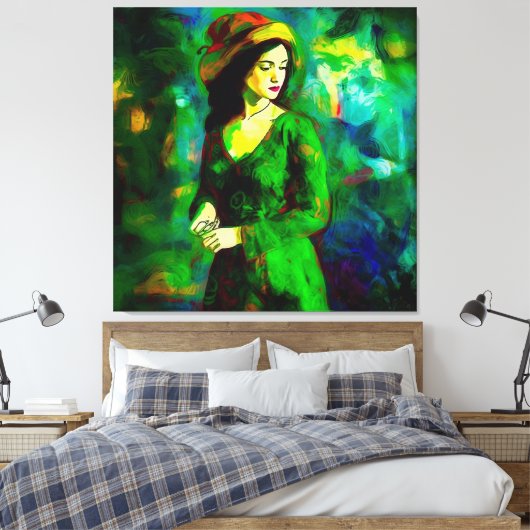 Vrouw in Pet Canvas Afdruk (Insitu (Slaapkamer))