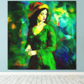 Vrouw in Pet Canvas Afdruk (Insitu (Houten vloer))