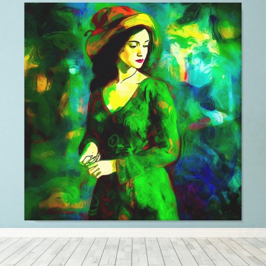 Vrouw in Pet Canvas Afdruk (Insitu (Houten vloer))