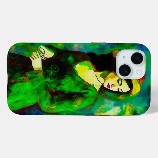 Vrouw in Pet Case-Mate iPhone Case (Achterkant (horizontaal))