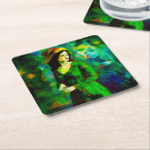 Vrouw in Pet Kartonnen Onderzetters (Schuin)