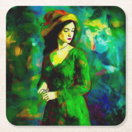 Vrouw in Pet Kartonnen Onderzetters