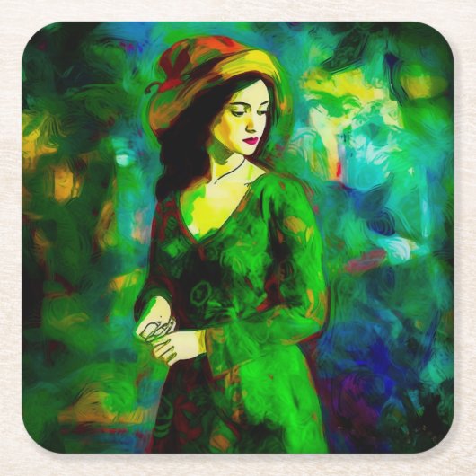 Vrouw in Pet Kartonnen Onderzetters (Voorkant)