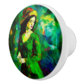 Vrouw in Pet Keramische Knop (Rechts)