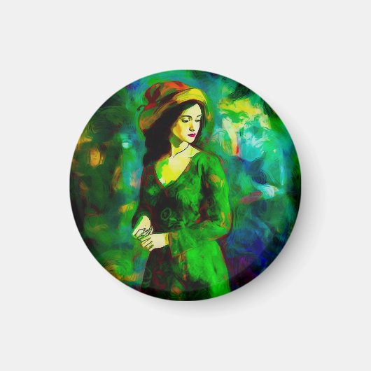 Vrouw in Pet Magneet (Voorkant)