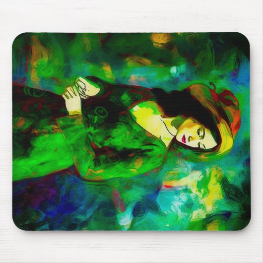 Vrouw in Pet Muismat (Voorkant)