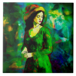 Vrouw in Pet Tegeltje