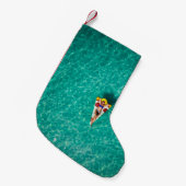 Vrouw in pizzabasat kleine kerstsok (Voorkant (Hangend))
