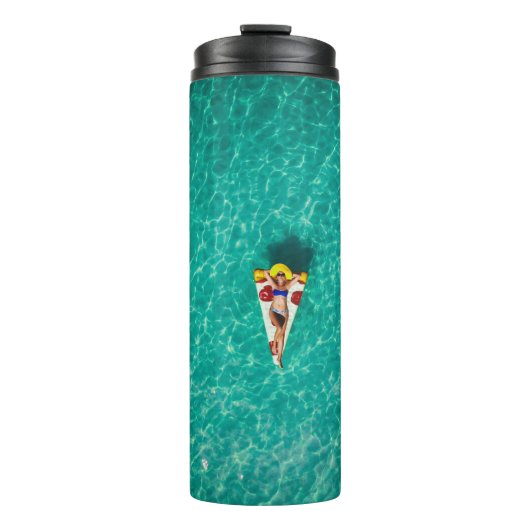 Vrouw in pizzabasat thermosbeker (Voorkant)