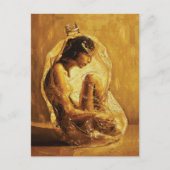 Vrouw in Plastic – Olieverfschilderij Briefkaart (Voorkant)