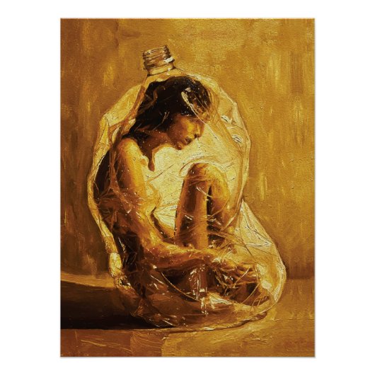 Vrouw in Plastic – Olieverfschilderij Perfect Poster (Voorkant)