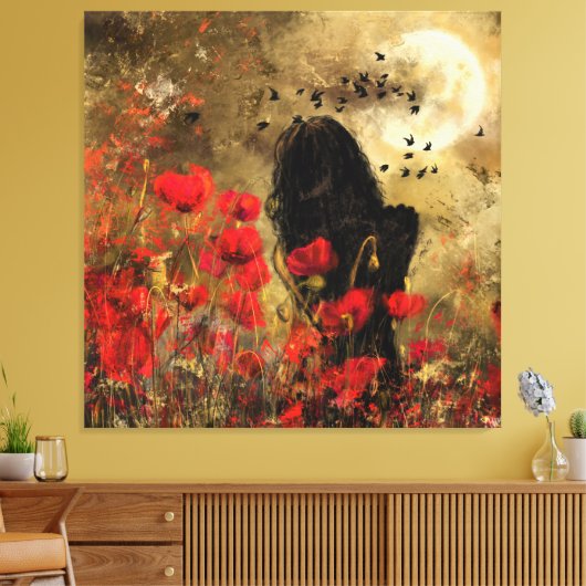 Vrouw in Poppies Canvas Print (Insitu (Woonkamer))