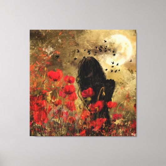 Vrouw in Poppies Canvas Print (Voorkant)